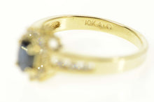 Load image into Gallery viewer, 10K Oval Sapphire Diamond Halo Engagement Ring Size 6.75 Yellow Gold
