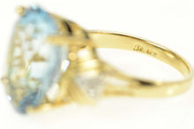 Load image into Gallery viewer, 14K Oval Blue Topaz Diamond Accent Cocktail Ring Size 8.25 Yellow Gold
