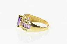 Load image into Gallery viewer, 14K Marquise Amethyst Diamond Accent Statement Ring Size 9.75 Yellow Gold