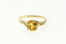 Load image into Gallery viewer, 10K Three Stone Citrine Diamond Bypass Statement Ring Size 8 Yellow Gold