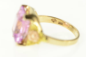 10K Black Hills Syn. Pink Topaz Flower Statement Ring Size 8.25 Yellow Gold