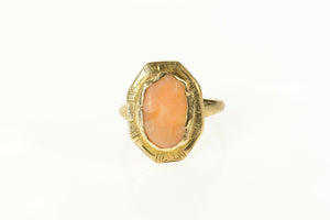 10K Victorian Carved Coral Cameo Statement Ring Size 3.75 Yellow Gold