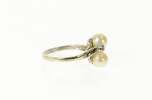 Load image into Gallery viewer, 10K Pearl Diamond Accent Classic Bypass Ring Size 6 White Gold