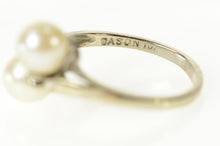 Load image into Gallery viewer, 10K Pearl Diamond Accent Classic Bypass Ring Size 6 White Gold