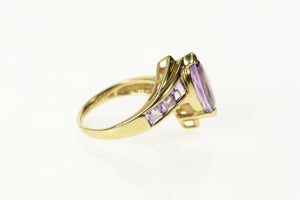 10K Marquise Princess Accent Bypass Statement Ring Size 5.25 Yellow Gold