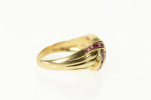 Load image into Gallery viewer, 14K Ruby Criss Cross Grooved Statement Band Ring Size 7.25 Yellow Gold