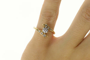 14K 0.46 Ctw Classic 1950's Diamond Engagement Ring Size 5.25 Yellow Gold