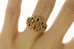 18K Textured Oval Cluster Graduated Statement Ring Size 6.25 Yellow Gold