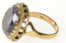 Load image into Gallery viewer, 14K Oval Amethyst Ornate 1940&#39;s Cocktail Ring Size 7.25 Yellow Gold