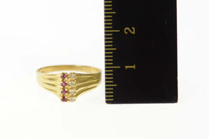 14K Retro Diamond Ruby Cluster Elevated Ring Size 6.25 Yellow Gold