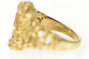 14K Textured Diamond Graduated Statement Ring Size 4.25 Yellow Gold