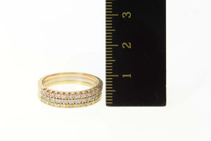 14K 0.50 Ctw Diamond Tiered Tri Tone Band Ring Size 7.75 Yellow Gold