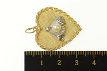 Load image into Gallery viewer, 14K Retro Pearl Diamond Ornate Heart Love Charm/Pendant Yellow Gold