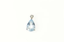 Load image into Gallery viewer, 14K Pear Blue Topaz Diamond Accent Classic Pendant White Gold