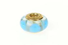 Load image into Gallery viewer, 14K Pandora Light Blue Mystic Murano Glass Bead Charm/Pendant Yellow Gold
