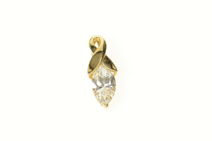 14K Marquise Cubic Zirconia Solitaire Twist Pendant Yellow Gold