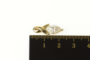 14K Marquise Cubic Zirconia Solitaire Twist Pendant Yellow Gold