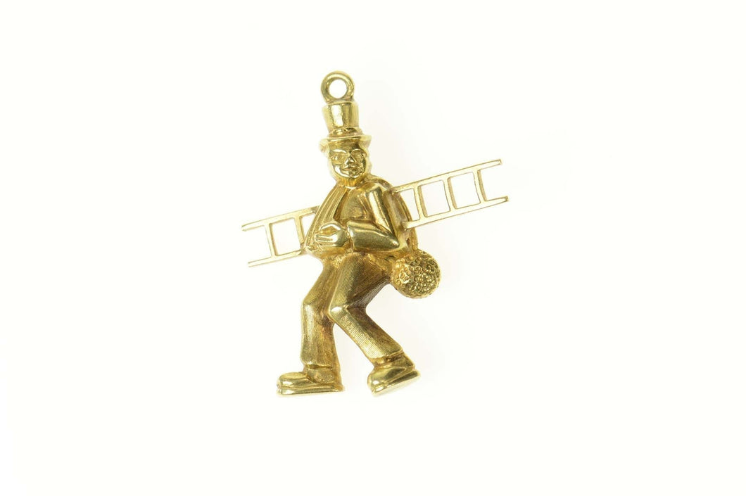 10K 3D Chimney Sweep Stylized Puffy Charm/Pendant Yellow Gold