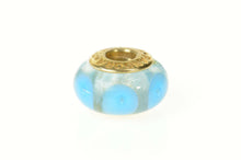 Load image into Gallery viewer, 14K Pandora Light Blue Mystic Murano Glass Bead Charm/Pendant Yellow Gold
