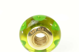 14K Pandora Green Mystic Murano Glass Bead Charm/Pendant Yellow Gold