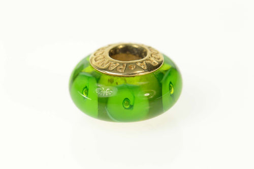 14K Pandora Green Mystic Murano Glass Bead Charm/Pendant Yellow Gold