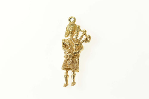 9K 3D Scottish Bag Pipe Scotland Souvenir Charm/Pendant Yellow Gold