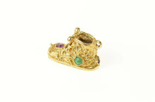 Load image into Gallery viewer, 14K 1950&#39;s Turquoise Ruby Baby Shoe Bootie Charm/Pendant Yellow Gold
