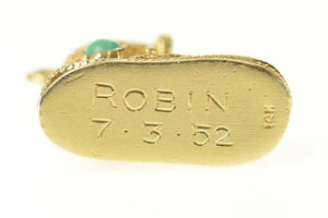 14K 1950's Turquoise Ruby Baby Shoe Bootie Charm/Pendant Yellow Gold