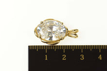 Load image into Gallery viewer, 14K Royal Asscher Oval Cut Solitaire CZ Statement Pendant Yellow Gold