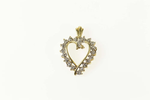 10K Classic Two Tone Heart Love Symbol Pendant Yellow Gold