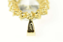 Load image into Gallery viewer, 14K Oval Syn. Blue Topaz Halo Statement Pendant Yellow Gold