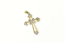 Load image into Gallery viewer, 10K Ornate Diamond Inset Cross Christian Faith Pendant Yellow Gold