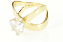 Load image into Gallery viewer, 14K Heart Solitaire X Band Travel Engagement Ring Size 6 Yellow Gold
