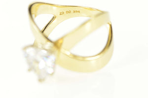 14K Heart Solitaire X Band Travel Engagement Ring Size 6 Yellow Gold