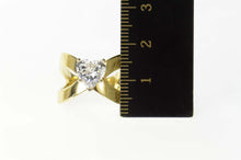 Load image into Gallery viewer, 14K Heart Solitaire X Band Travel Engagement Ring Size 6 Yellow Gold