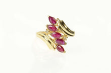 Load image into Gallery viewer, 14K Marquise Ruby Diamond Bypass Statement Ring Size 7.75 Yellow Gold