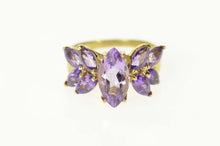 Load image into Gallery viewer, 10K Marquise Amethyst Cluster Statement Ring Size 6 Yellow Gold