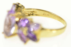 10K Marquise Amethyst Cluster Statement Ring Size 6 Yellow Gold