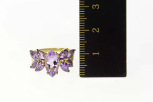10K Marquise Amethyst Cluster Statement Ring Size 6 Yellow Gold