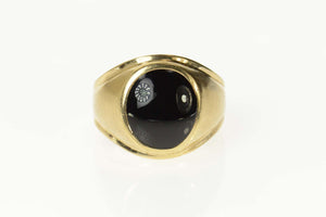 10K 1960's Graduated Oval Black Onyx Ring Size 7.75 Yellow Gold