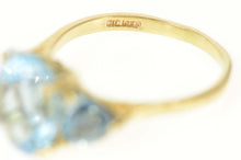 Load image into Gallery viewer, 14K Three Stone Blue Topaz Oval Pear Cocktail Ring Size 9 Yellow Gold