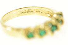 Load image into Gallery viewer, Gold Plated Five Stone Retro Syn. Emerald Band Ring Size 7