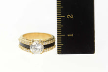 Load image into Gallery viewer, 10K Unique Round Black Onyx Travel Engagement Ring Size 5 Yellow Gold