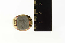 Load image into Gallery viewer, 10K 1960&#39;s Carved Hematite Intaglio Men&#39;s Ring Size 9.25 Yellow Gold
