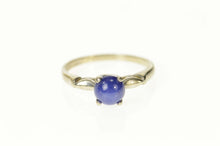 Load image into Gallery viewer, 10K Retro Syn. Blue Star Sapphire Classic Ring Size 6 White Gold