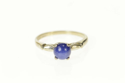 10K Retro Syn. Blue Star Sapphire Classic Ring Size 6 White Gold