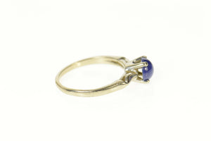 10K Retro Syn. Blue Star Sapphire Classic Ring Size 6 White Gold