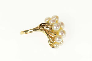 14K Pearl Cluster Ruby Accent Cocktail Statement Ring Size 5.5 Yellow Gold