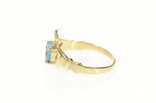 Load image into Gallery viewer, 10K Heart Blue Topaz Claddagh Irish Loyalty Ring Size 7.25 Yellow Gold