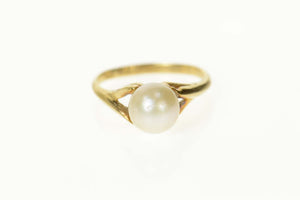 10K Classic Pearl Simple Statement Ring Size 4.5 Yellow Gold